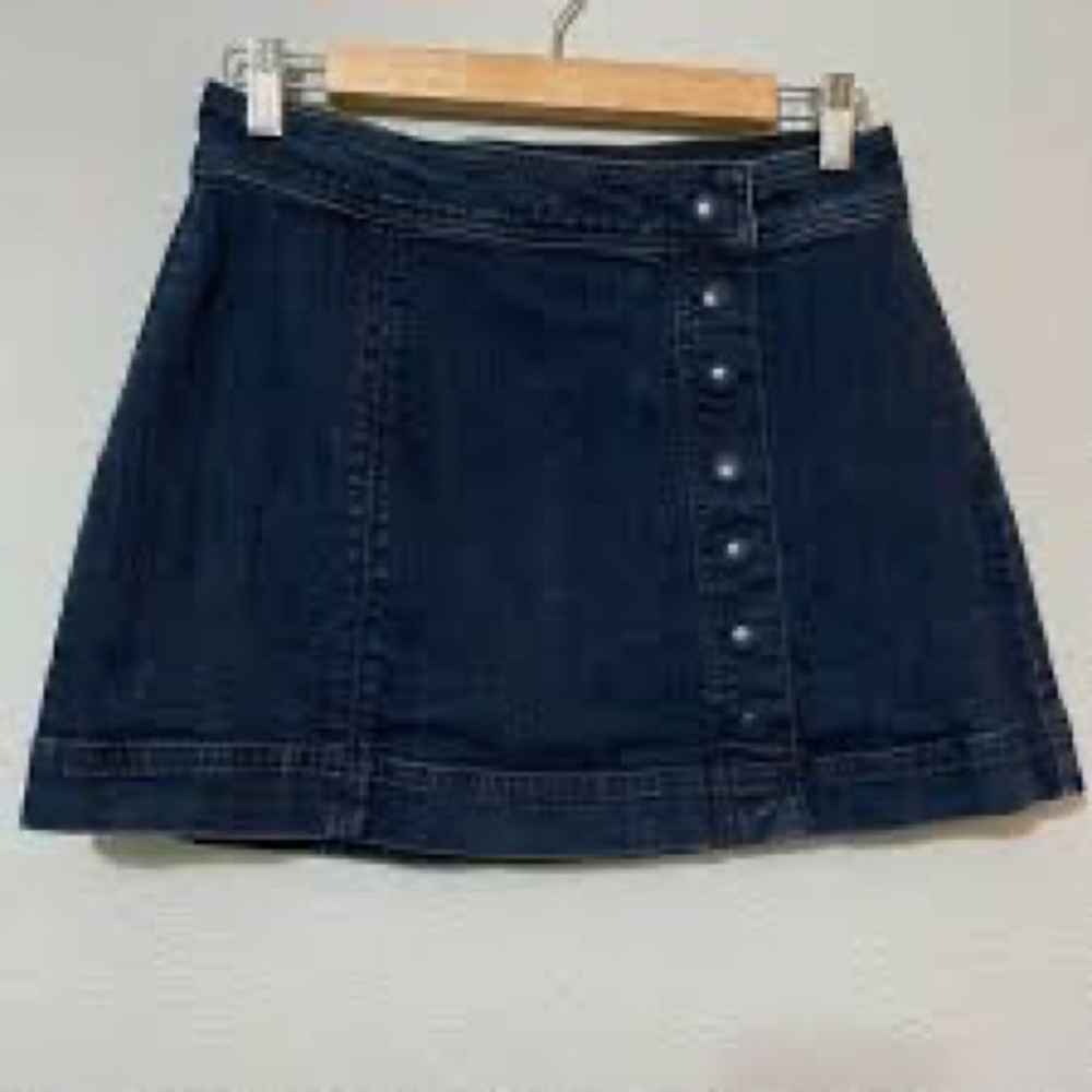 Free People Blue Jean Side Snap Mini Skirt